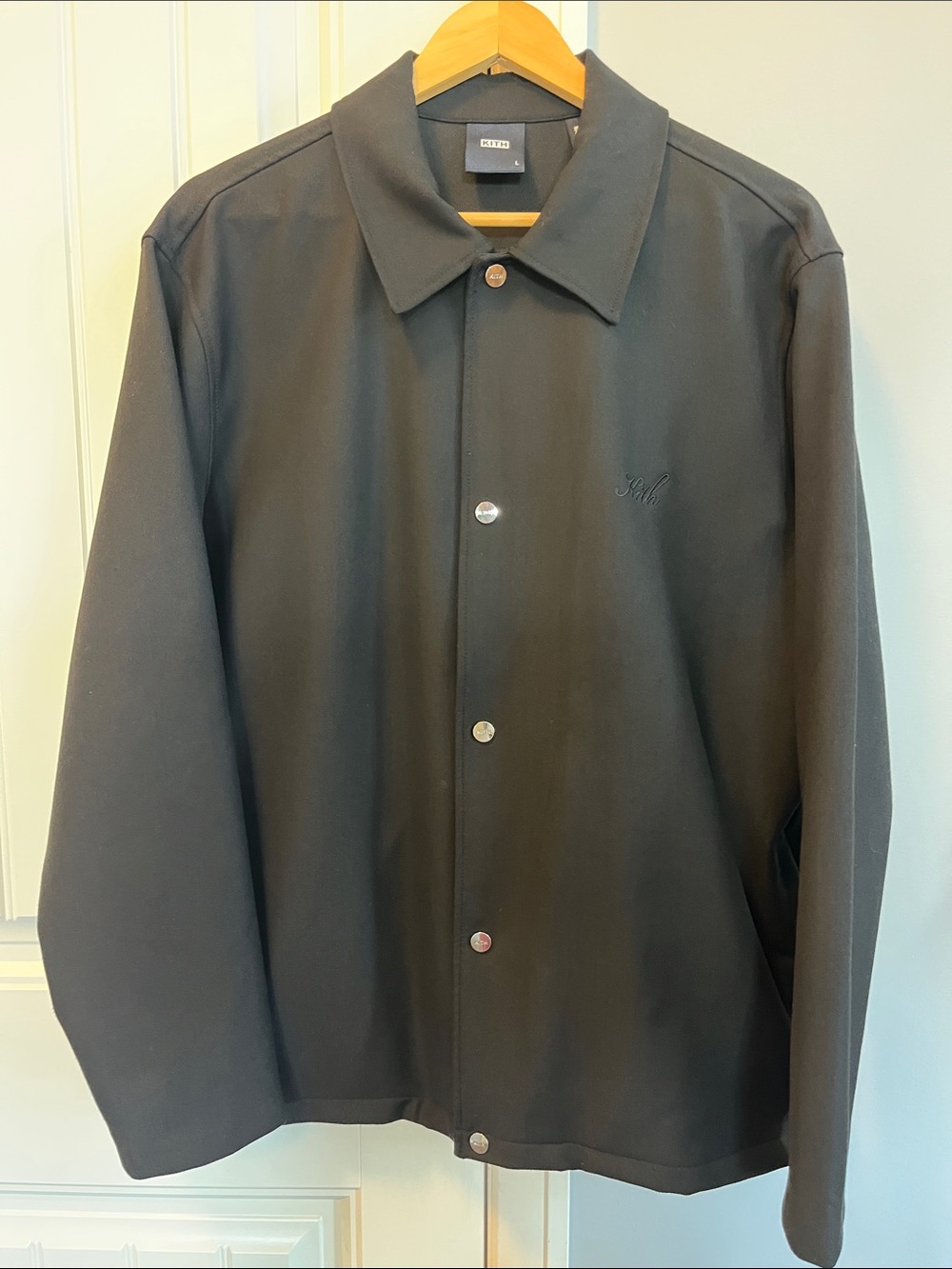 Kith Black Script Logo Snap-Front Jacket Large